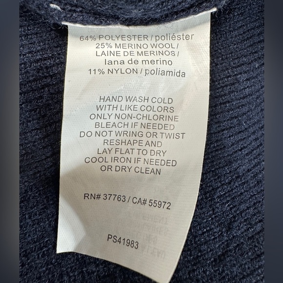 Perry Ellis Sweater Mens 2XL XXL Blue Merino Wool Knit Sweater Casual Full Zip - Picture 4 of 9